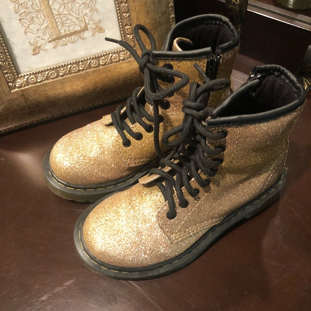 Youth (size 12) Dr. Marten’s gold glitter boots